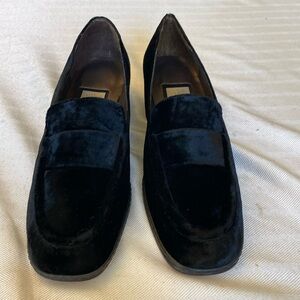 New, never worn: Nina black suede heeled loafers, size 6.5